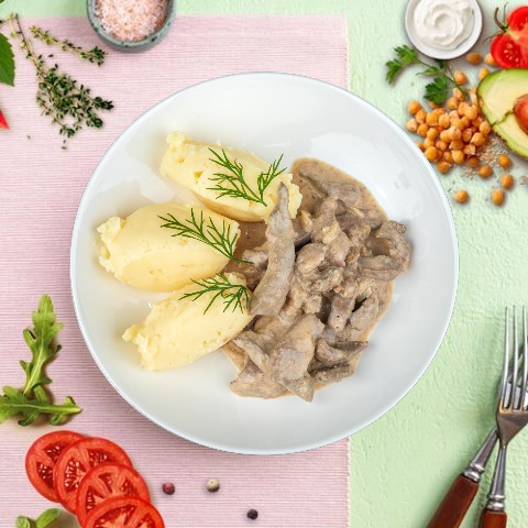 Печень в сметане с картофелем по-деревенски ЕМ Диета