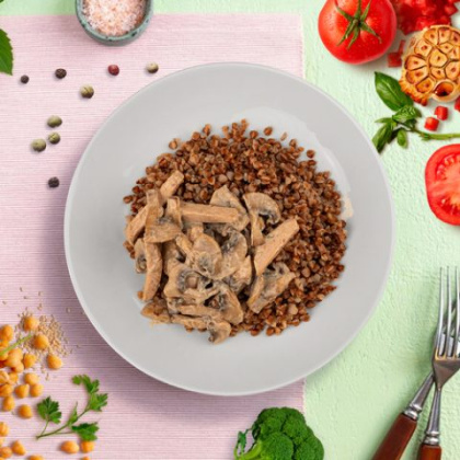 Фрикасе из курицы с шампиньонами и гречкой ЕМ Диета