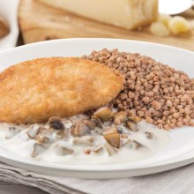 Обед Котлета куриная с соусом бешамель с грибами и гречкой Меню Диета Елены Малышевой