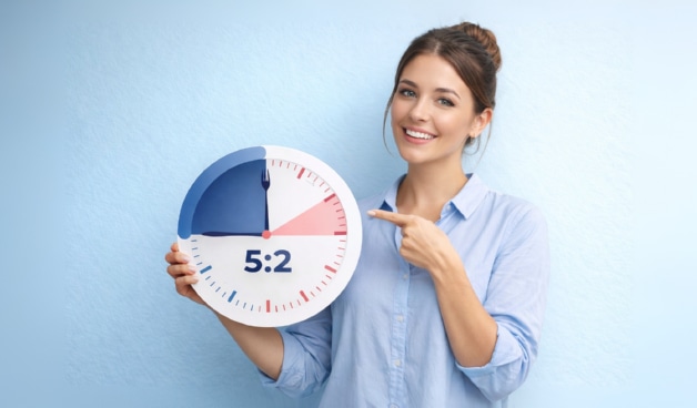 схема интервального голодания 5/2 с пятью обычными днями и двумя днями ограничения калорий